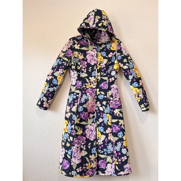 Neo Classic Jackets & Blazers - Neo Quilted Floral Maxi Coat Black Dark Floral Whimsigoth Hooded Jacket Cottage